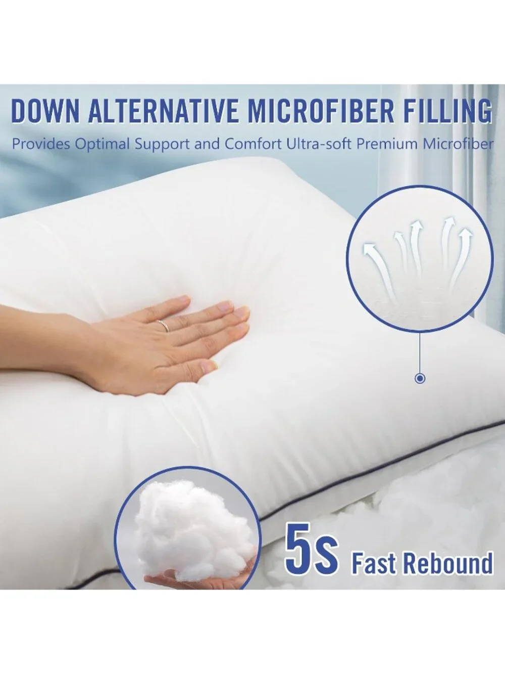 〽️King Size Cooling Bed Pillows 2 Pack Down Alternative Soft Pillows Set of 2